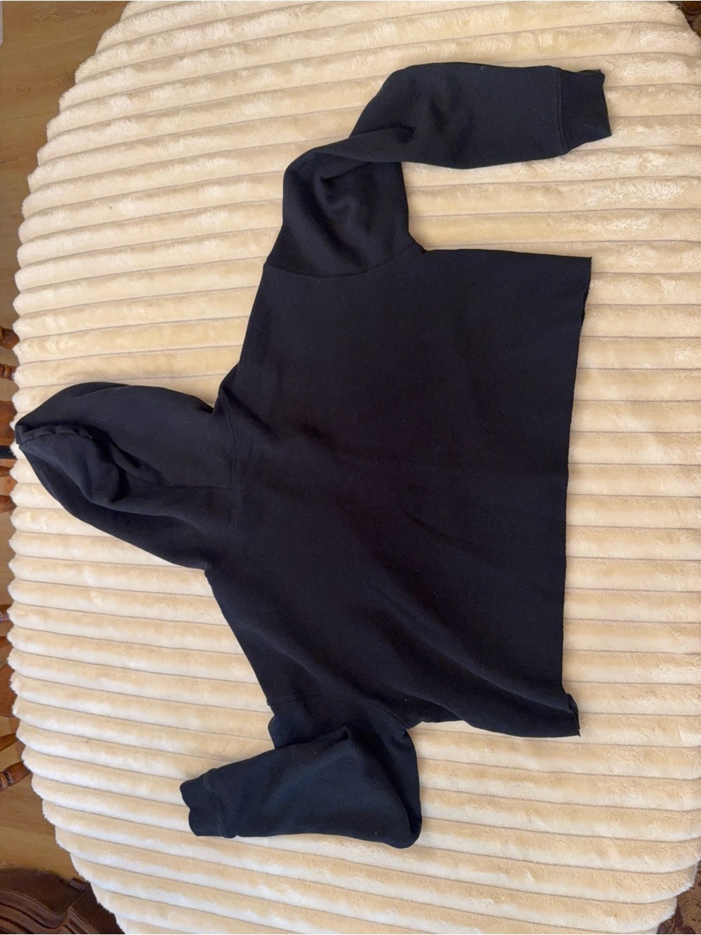 wild fable Black Cropped Hoodie with White Drawstrings - Picture 5 of 7